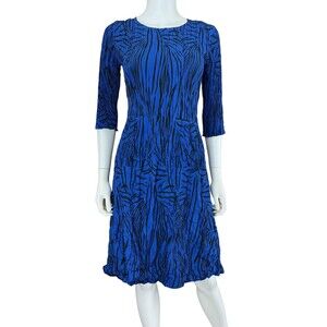 Alquema Crinkle Midi Dress Size 0 US 2-4 Smash Pocket Art to Wear Blue Black